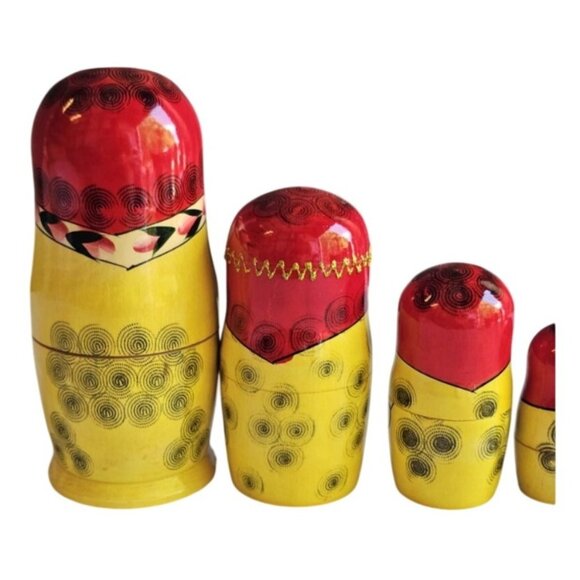 Russian Nesting Dolls Set of 7 Hand Painted Russia Floral Woman Aprx 6" - Picture 7 of 7